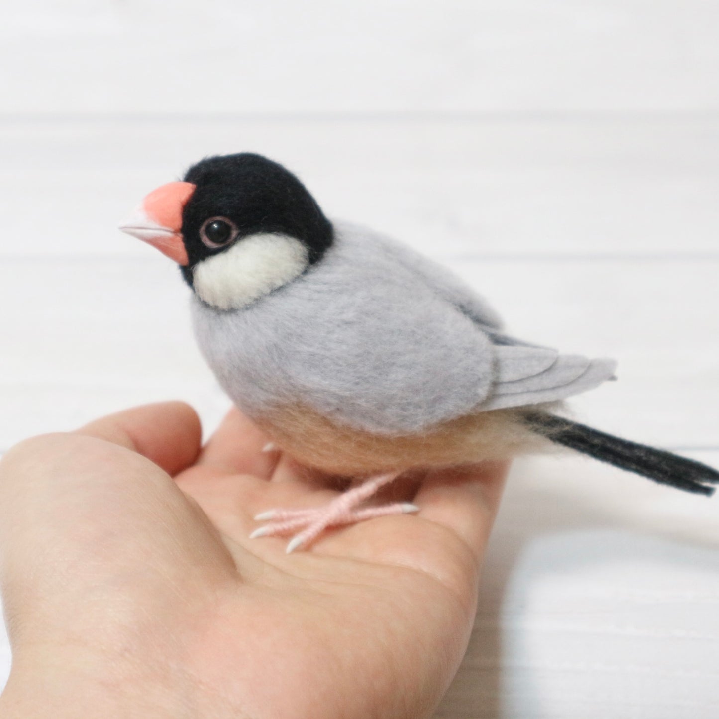 羊毛フェルトの桜文鳥