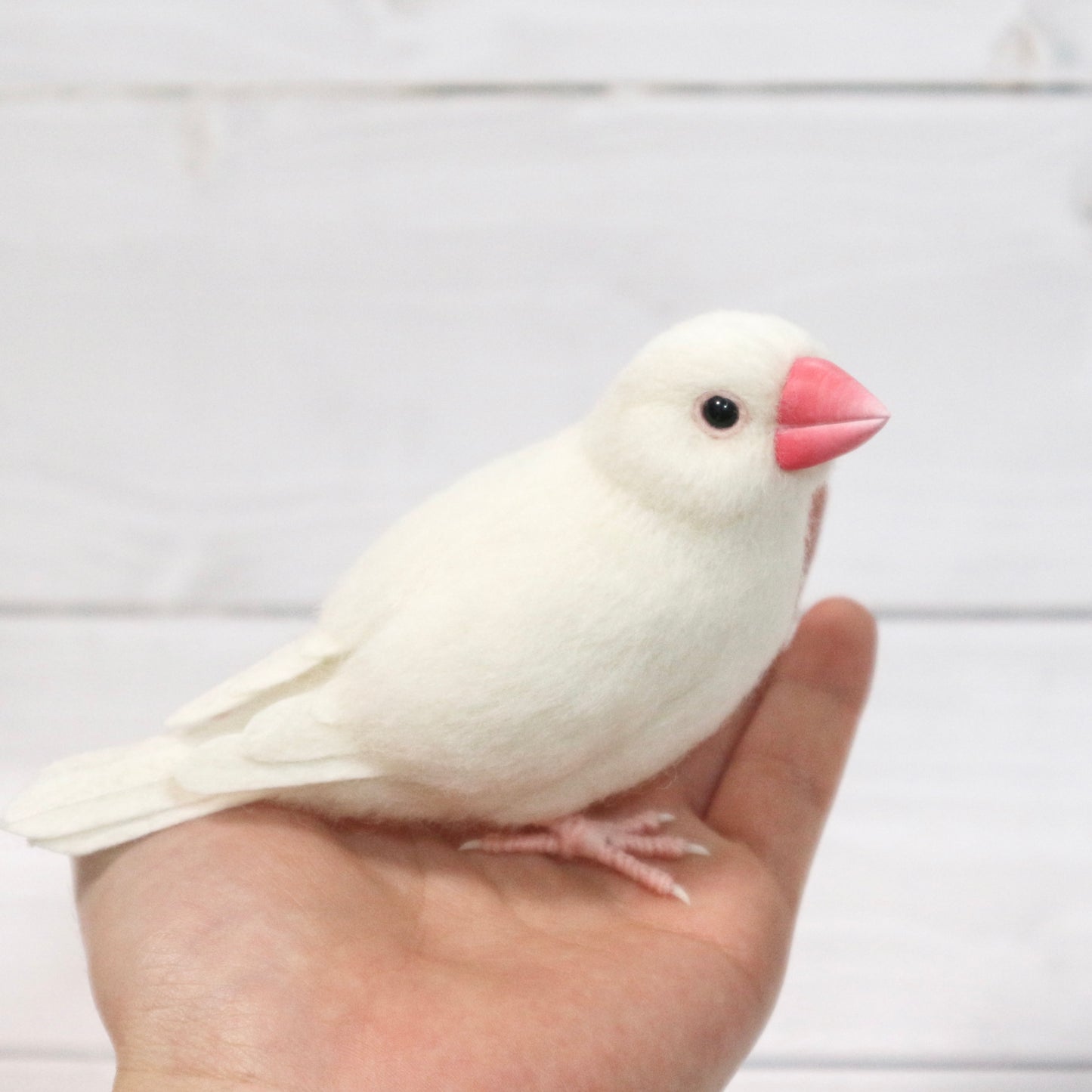 羊毛フェルトの白文鳥