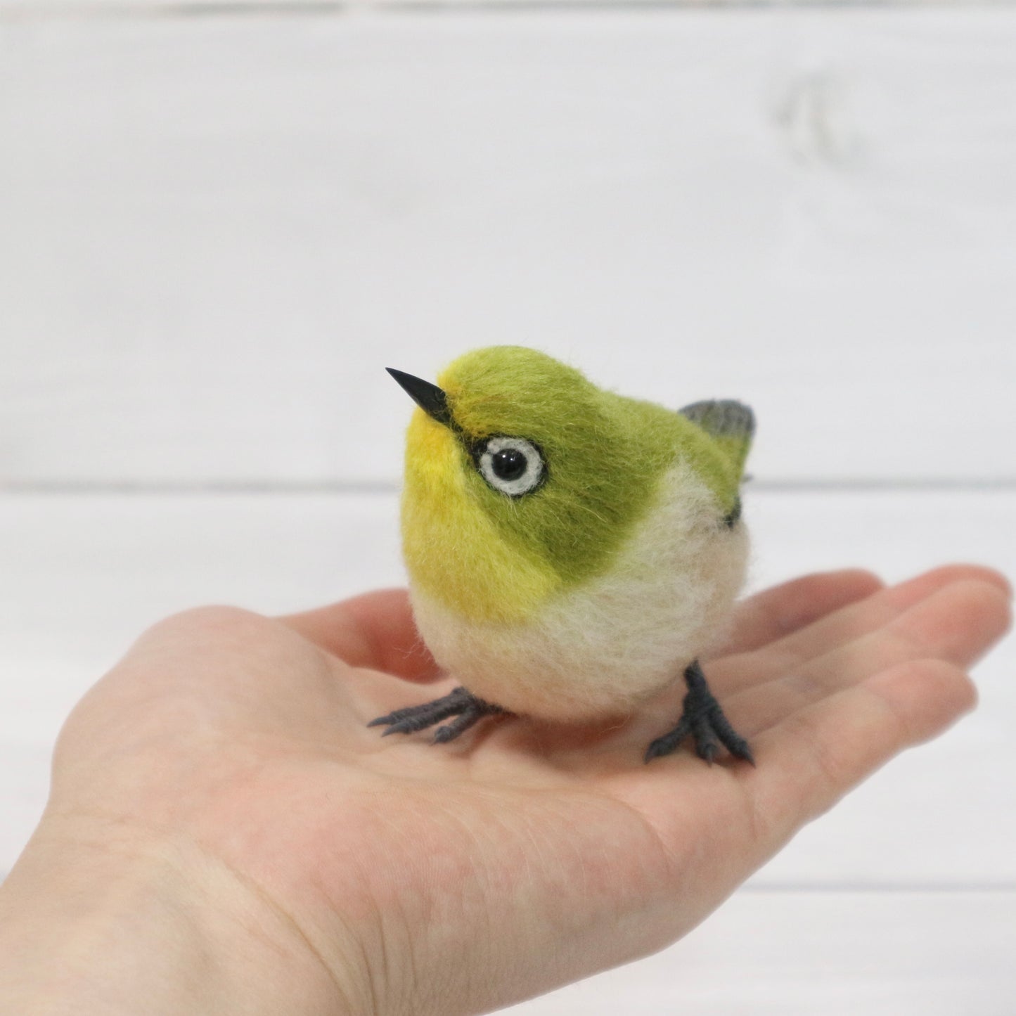 羊毛フェルトのメジロ