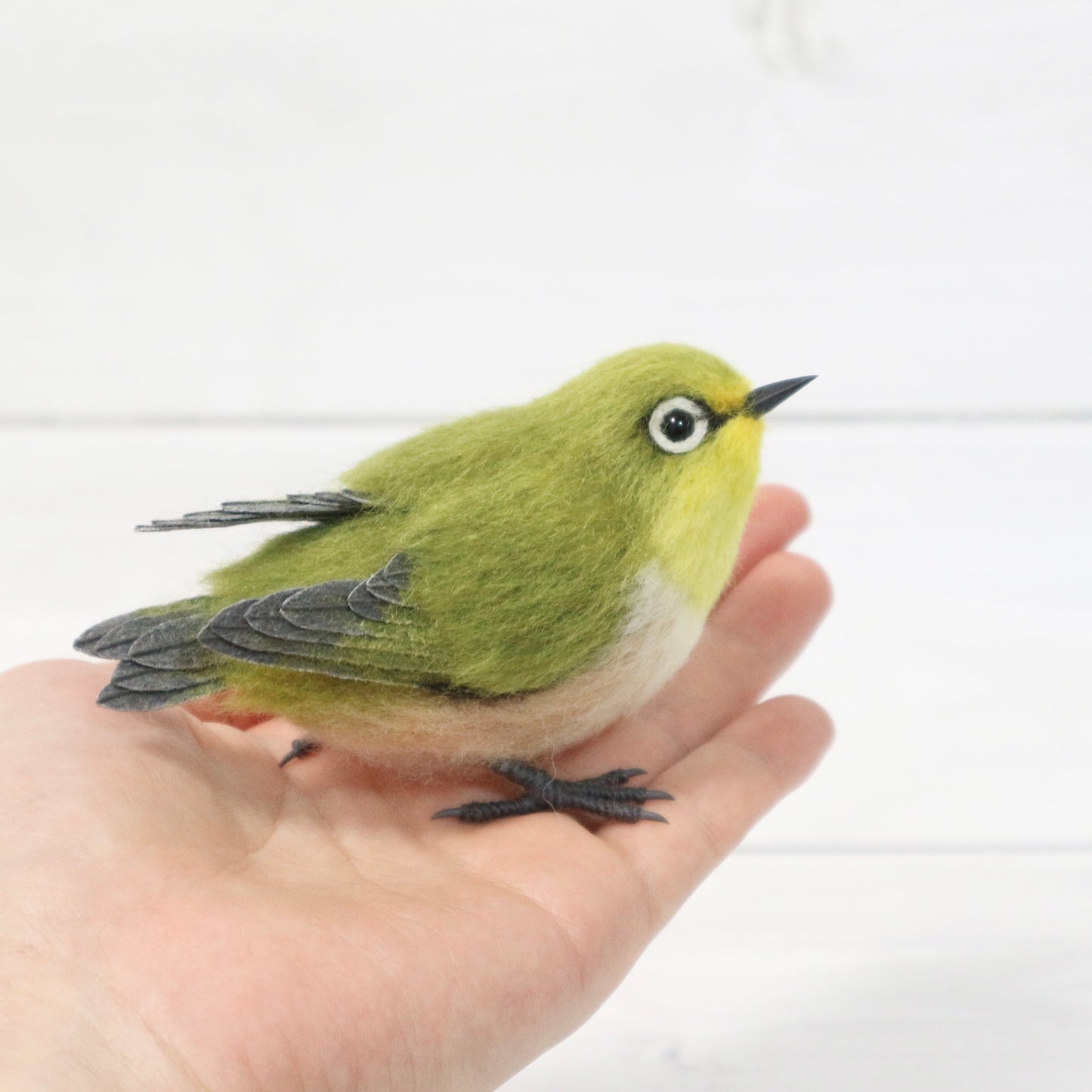 羊毛フェルトのメジロ